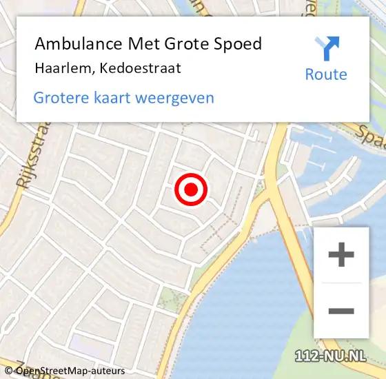 Locatie op kaart van de 112 melding: Ambulance Met Grote Spoed Naar Haarlem, Kedoestraat op 22 juli 2023 19:22