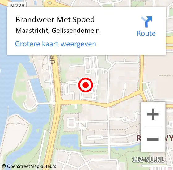 Locatie op kaart van de 112 melding: Brandweer Met Spoed Naar Maastricht, Gelissendomein op 22 juli 2023 20:19