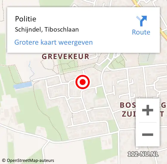 Locatie op kaart van de 112 melding: Politie Schijndel, Tiboschlaan op 22 juli 2023 20:32