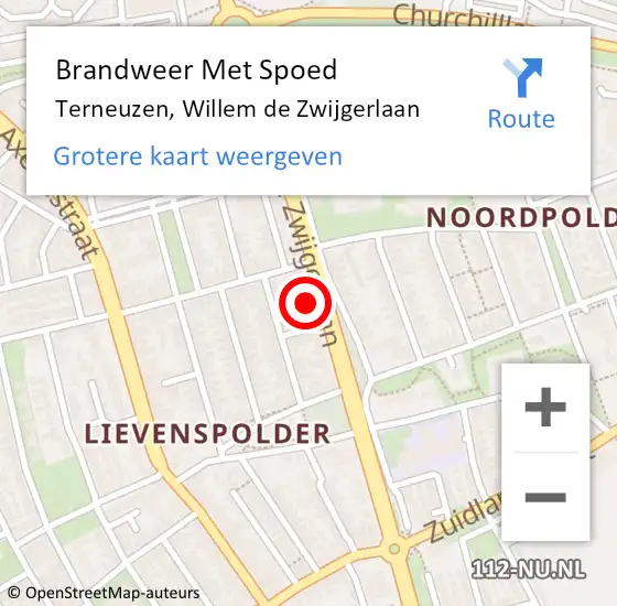 Locatie op kaart van de 112 melding: Brandweer Met Spoed Naar Terneuzen, Willem de Zwijgerlaan op 22 juli 2023 20:34