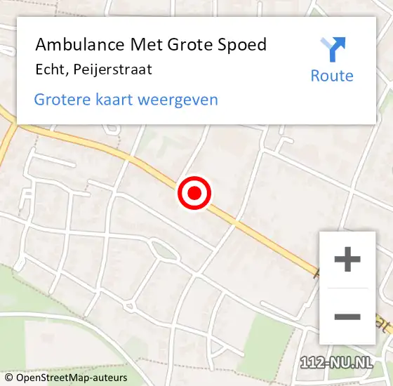 Locatie op kaart van de 112 melding: Ambulance Met Grote Spoed Naar Echt, Peijerstraat op 22 juli 2023 21:28