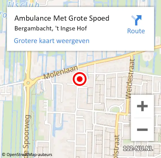 Locatie op kaart van de 112 melding: Ambulance Met Grote Spoed Naar Bergambacht, 't Ingse Hof op 22 juli 2023 21:39