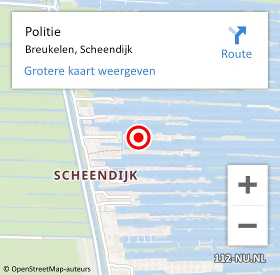 Locatie op kaart van de 112 melding: Politie Breukelen, Scheendijk op 22 juli 2023 22:30