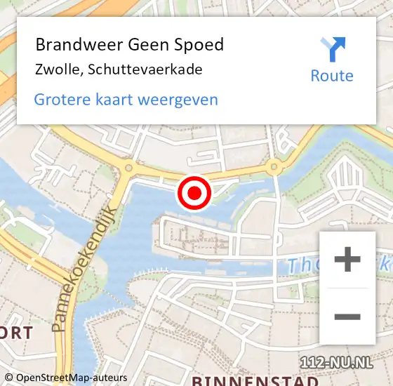 Locatie op kaart van de 112 melding: Brandweer Geen Spoed Naar Zwolle, Schuttevaerkade op 22 juli 2023 22:32