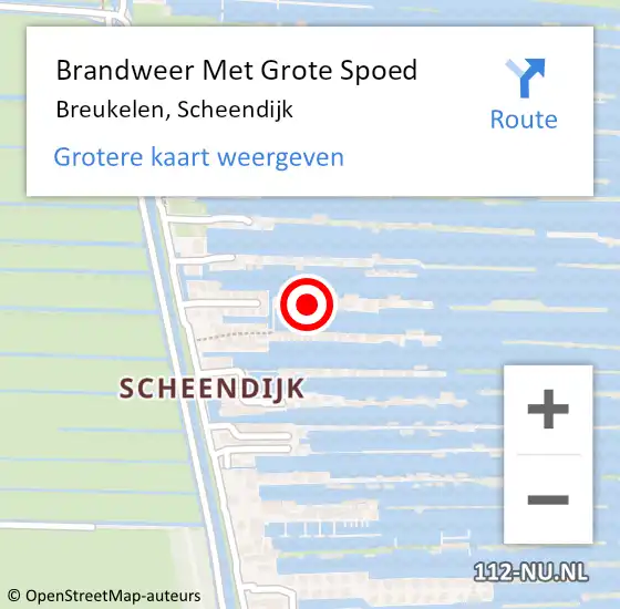 Locatie op kaart van de 112 melding: Brandweer Met Grote Spoed Naar Breukelen, Scheendijk op 22 juli 2023 22:35