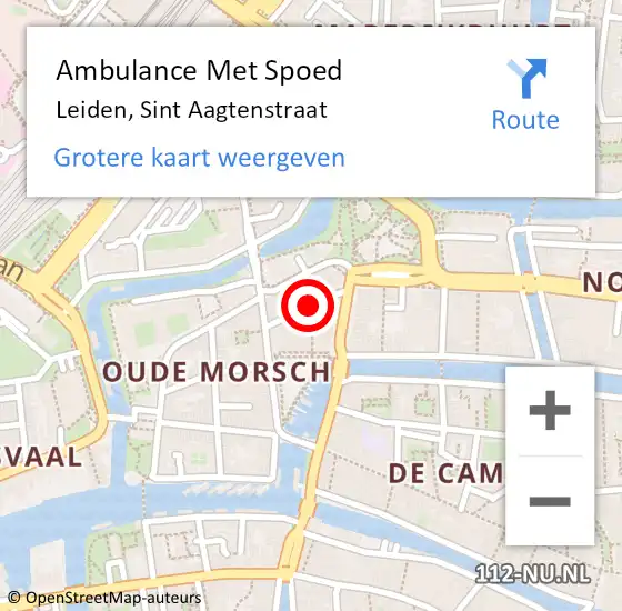 Locatie op kaart van de 112 melding: Ambulance Met Spoed Naar Leiden, Sint Aagtenstraat op 22 juli 2023 22:40