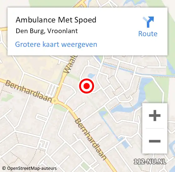 Locatie op kaart van de 112 melding: Ambulance Met Spoed Naar Den Burg, Vroonlant op 22 juli 2023 22:44