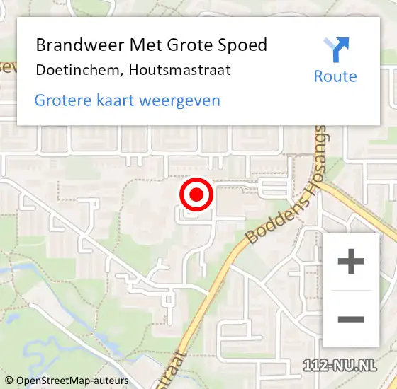 Locatie op kaart van de 112 melding: Brandweer Met Grote Spoed Naar Doetinchem, Houtsmastraat op 22 juli 2023 22:53