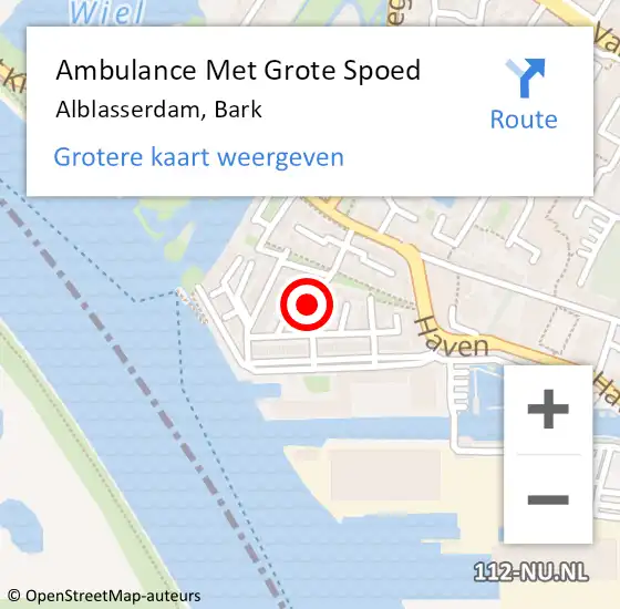 Locatie op kaart van de 112 melding: Ambulance Met Grote Spoed Naar Alblasserdam, Bark op 22 juli 2023 22:55