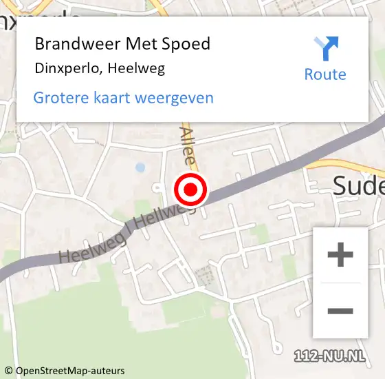 Locatie op kaart van de 112 melding: Brandweer Met Spoed Naar Dinxperlo, Heelweg op 22 juli 2023 23:09