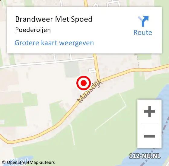 Locatie op kaart van de 112 melding: Brandweer Met Spoed Naar Poederoijen op 22 juli 2023 23:20