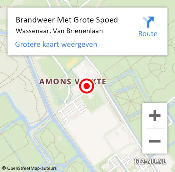 Locatie op kaart van de 112 melding: Brandweer Met Grote Spoed Naar Wassenaar, Van Brienenlaan op 22 juli 2023 23:22