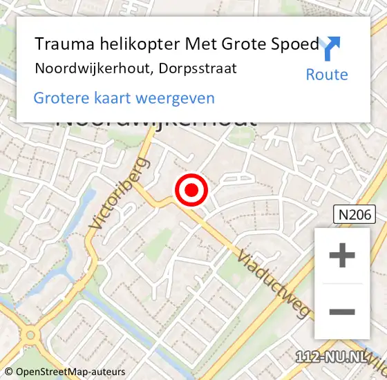 Locatie op kaart van de 112 melding: Trauma helikopter Met Grote Spoed Naar Noordwijkerhout, Dorpsstraat op 22 juli 2023 23:53