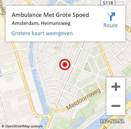 Locatie op kaart van de 112 melding: Ambulance Met Grote Spoed Naar Amsterdam, Heimansweg op 23 juli 2023 00:06