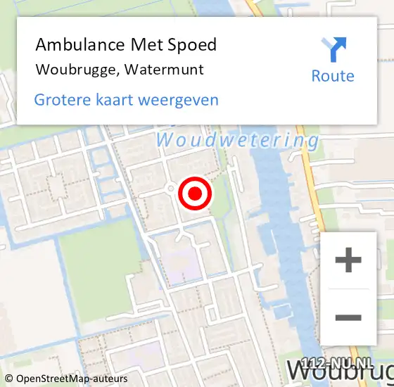 Locatie op kaart van de 112 melding: Ambulance Met Spoed Naar Woubrugge, Watermunt op 2 september 2014 15:42