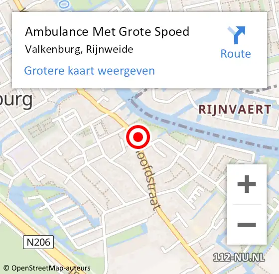 Locatie op kaart van de 112 melding: Ambulance Met Grote Spoed Naar Valkenburg, Rijnweide op 23 juli 2023 01:04