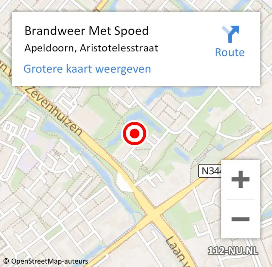 Locatie op kaart van de 112 melding: Brandweer Met Spoed Naar Apeldoorn, Aristotelesstraat op 23 juli 2023 01:19