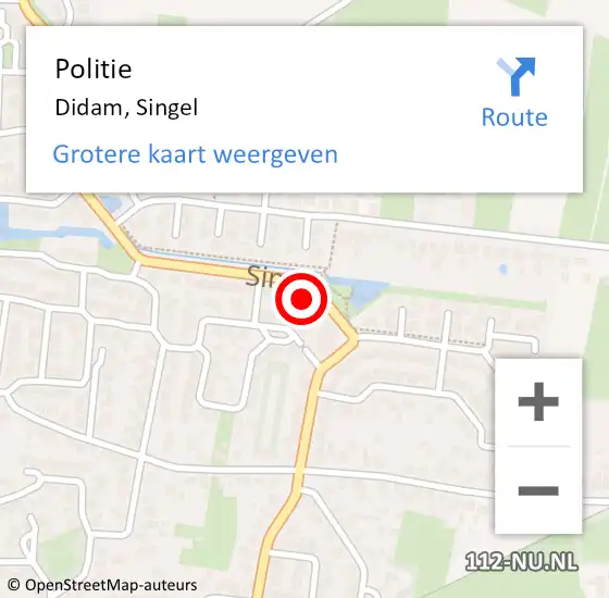 Locatie op kaart van de 112 melding: Politie Didam, Singel op 23 juli 2023 02:11