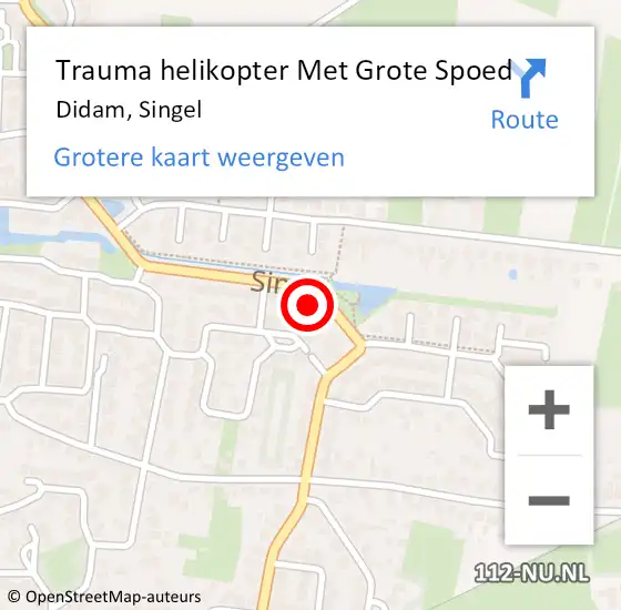 Locatie op kaart van de 112 melding: Trauma helikopter Met Grote Spoed Naar Didam, Singel op 23 juli 2023 02:14