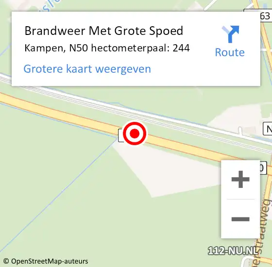 Locatie op kaart van de 112 melding: Brandweer Met Grote Spoed Naar Kampen, N50 hectometerpaal: 244 op 23 juli 2023 02:25