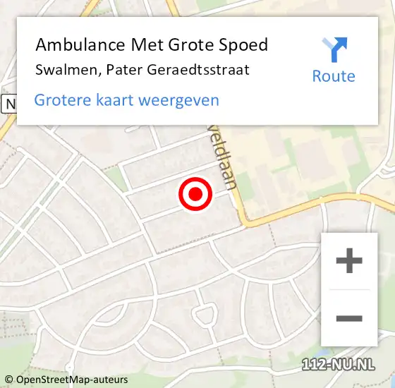 Locatie op kaart van de 112 melding: Ambulance Met Grote Spoed Naar Swalmen, Pater Geraedtsstraat op 23 juli 2023 02:55