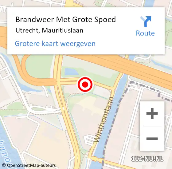 Locatie op kaart van de 112 melding: Brandweer Met Grote Spoed Naar Utrecht, Mauritiuslaan op 23 juli 2023 03:37