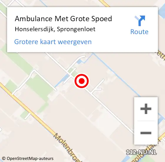 Locatie op kaart van de 112 melding: Ambulance Met Grote Spoed Naar Honselersdijk, Sprongenloet op 23 juli 2023 04:29