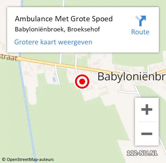 Locatie op kaart van de 112 melding: Ambulance Met Grote Spoed Naar Babyloniënbroek, Broeksehof op 23 juli 2023 06:28