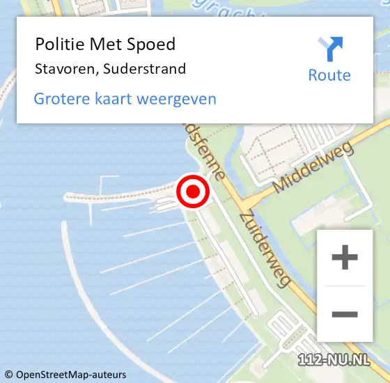 Locatie op kaart van de 112 melding: Politie Met Spoed Naar Stavoren, Suderstrand op 23 juli 2023 06:30