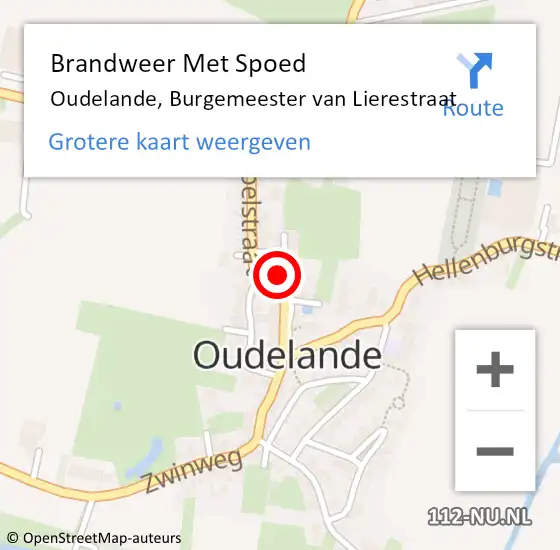 Locatie op kaart van de 112 melding: Brandweer Met Spoed Naar Oudelande, Burgemeester van Lierestraat op 23 juli 2023 07:13