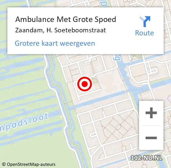 Locatie op kaart van de 112 melding: Ambulance Met Grote Spoed Naar Zaandam, H. Soeteboomstraat op 23 juli 2023 07:16