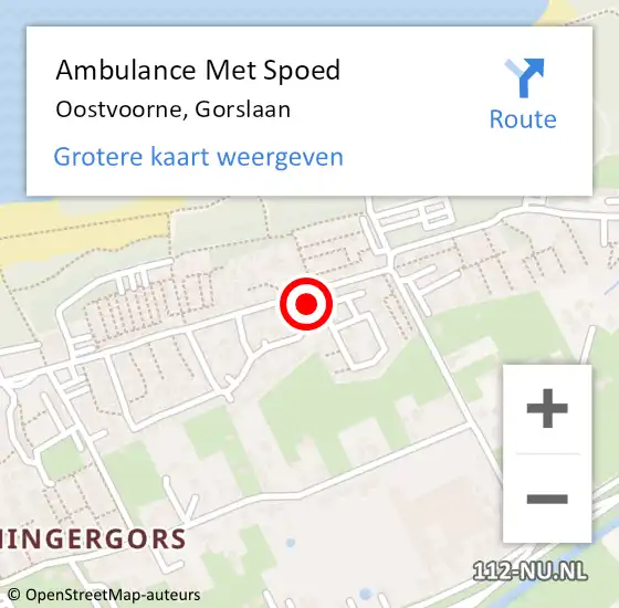 Locatie op kaart van de 112 melding: Ambulance Met Spoed Naar Oostvoorne, Gorslaan op 23 juli 2023 07:56