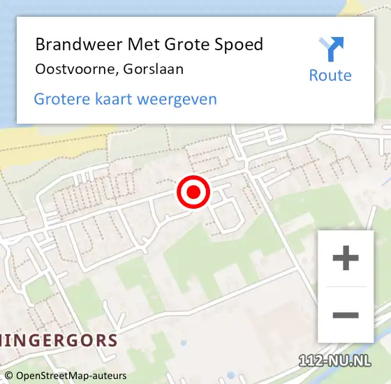 Locatie op kaart van de 112 melding: Brandweer Met Grote Spoed Naar Oostvoorne, Gorslaan op 23 juli 2023 07:56