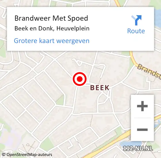 Locatie op kaart van de 112 melding: Brandweer Met Spoed Naar Beek en Donk, Heuvelplein op 23 juli 2023 08:19