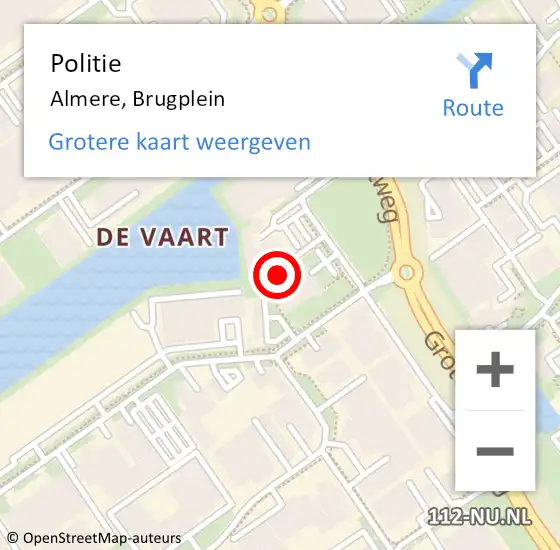 Locatie op kaart van de 112 melding: Politie Almere, Brugplein op 23 juli 2023 08:35