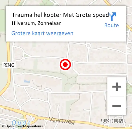 Locatie op kaart van de 112 melding: Trauma helikopter Met Grote Spoed Naar Hilversum, Zonnelaan op 23 juli 2023 09:30