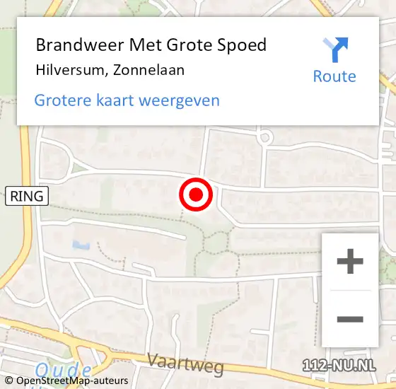 Locatie op kaart van de 112 melding: Brandweer Met Grote Spoed Naar Hilversum, Zonnelaan op 23 juli 2023 09:32