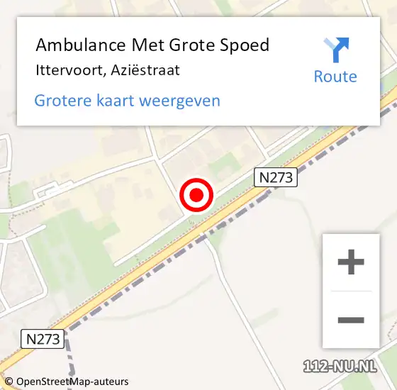 Locatie op kaart van de 112 melding: Ambulance Met Grote Spoed Naar Ittervoort, Aziëstraat op 23 juli 2023 09:59