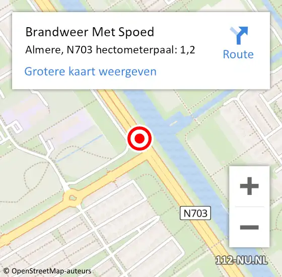 Locatie op kaart van de 112 melding: Brandweer Met Spoed Naar Almere, N703 hectometerpaal: 1,2 op 23 juli 2023 11:03