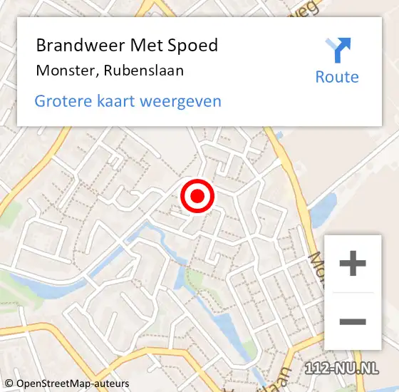 Locatie op kaart van de 112 melding: Brandweer Met Spoed Naar Monster, Rubenslaan op 23 juli 2023 11:09