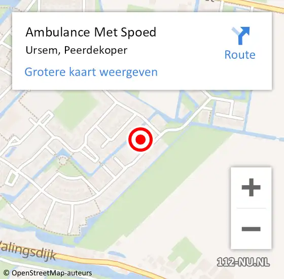 Locatie op kaart van de 112 melding: Ambulance Met Spoed Naar Ursem, Peerdekoper op 23 juli 2023 11:29