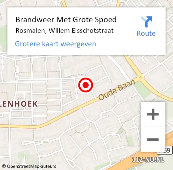 Locatie op kaart van de 112 melding: Brandweer Met Grote Spoed Naar Rosmalen, Willem Elsschotstraat op 23 juli 2023 11:35