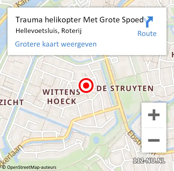 Locatie op kaart van de 112 melding: Trauma helikopter Met Grote Spoed Naar Hellevoetsluis, Roterij op 23 juli 2023 11:50