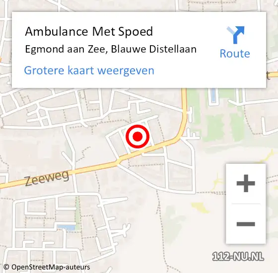 Locatie op kaart van de 112 melding: Ambulance Met Spoed Naar Egmond aan Zee, Blauwe Distellaan op 23 juli 2023 11:59