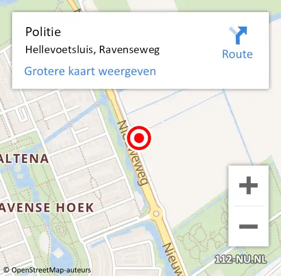 Locatie op kaart van de 112 melding: Politie Hellevoetsluis, Ravenseweg op 23 juli 2023 12:04