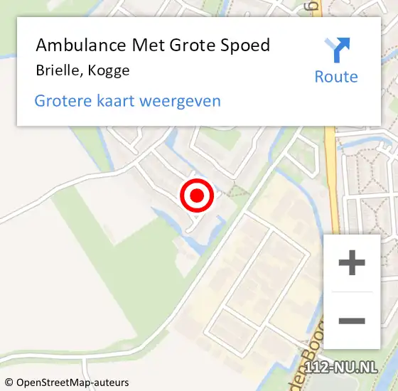 Locatie op kaart van de 112 melding: Ambulance Met Grote Spoed Naar Brielle, Kogge op 23 juli 2023 12:13