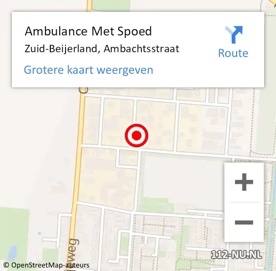 Locatie op kaart van de 112 melding: Ambulance Met Spoed Naar Zuid-Beijerland, Ambachtsstraat op 23 juli 2023 12:15