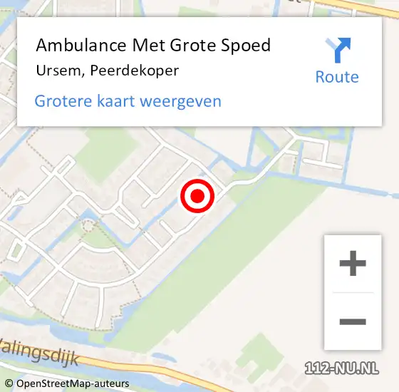 Locatie op kaart van de 112 melding: Ambulance Met Grote Spoed Naar Ursem, Peerdekoper op 23 juli 2023 12:31