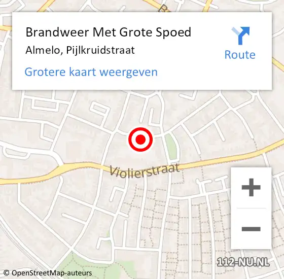 Locatie op kaart van de 112 melding: Brandweer Met Grote Spoed Naar Almelo, Pijlkruidstraat op 23 juli 2023 12:44