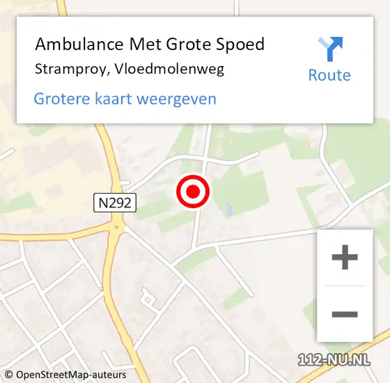 Locatie op kaart van de 112 melding: Ambulance Met Grote Spoed Naar Stramproy, Vloedmolenweg op 23 juli 2023 12:55